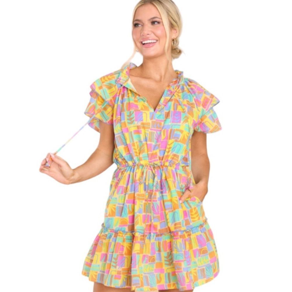 Olivia James The Label Tinsley Tiered Ruffle Hem Mini Dress In South Beach XS